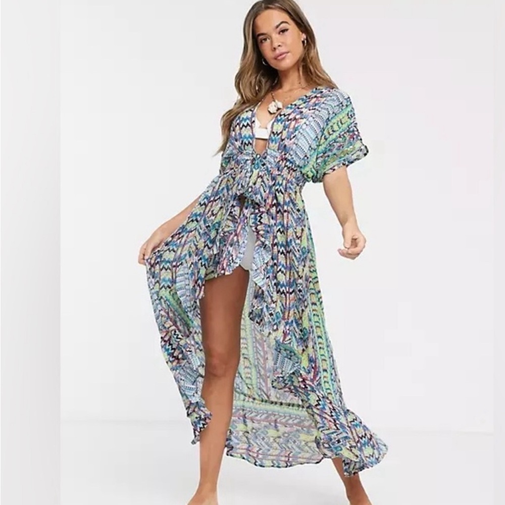 Boho Multicolor V-Neck Maxi Dress